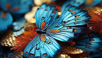 Macro shot of butterfly wings showcasing intricate patterns and colors.