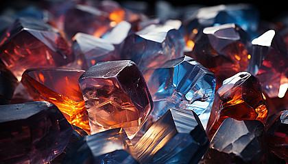 A close-up of crystals forming unique, abstract patterns.