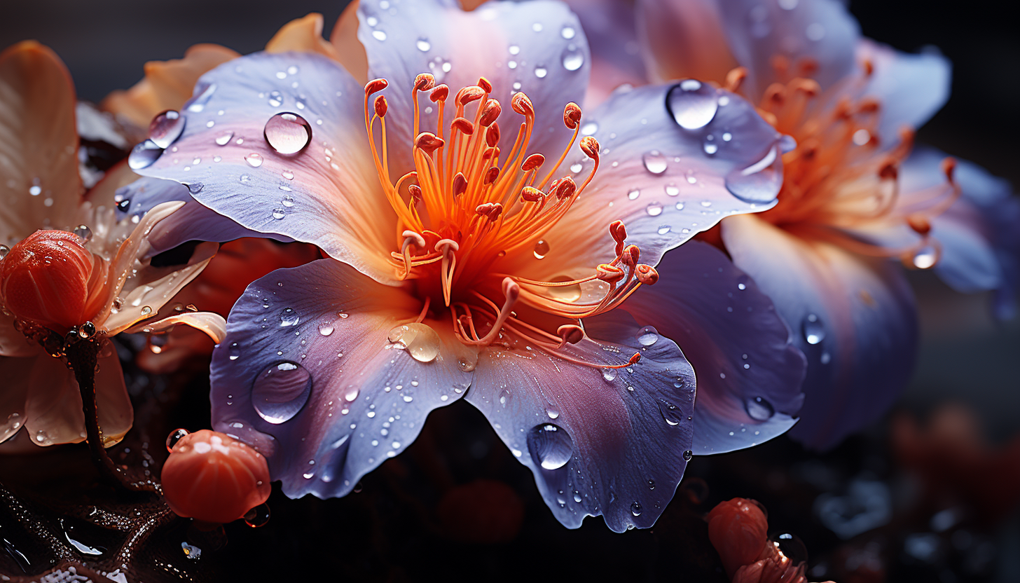 Detailed textures and colors of a blooming flower, captured at close range.