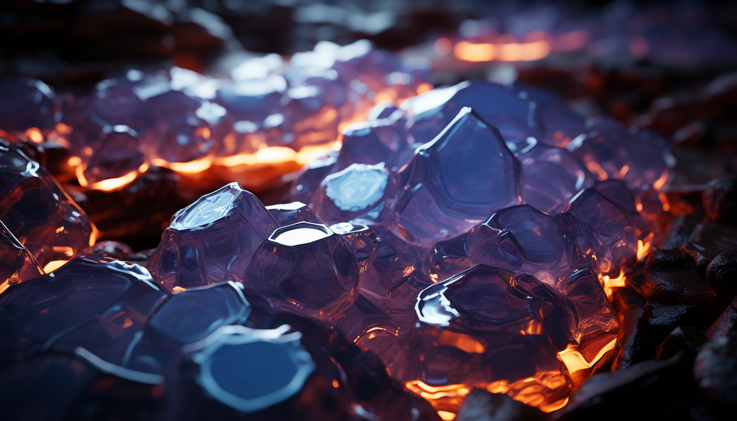 Close-up of crystalline structures within a geode, reflecting light in dazzling ways.