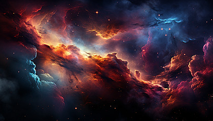 A vivid nebula illuminating space with brilliant colors.