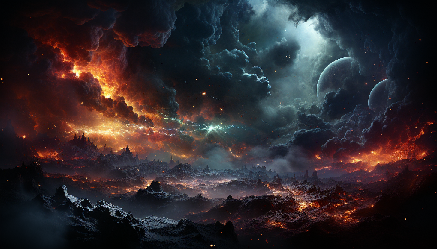 A vivid nebula cloud in deep space, full of colors and formations.