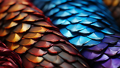 A close-up of the colorful scales on a reptile or fish.