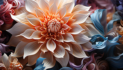 Close-up of the swirling patterns in a blooming flower or the intricate design of its petals.