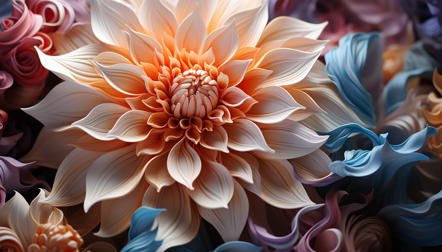 Close-up of the swirling patterns in a blooming flower or the intricate design of its petals.