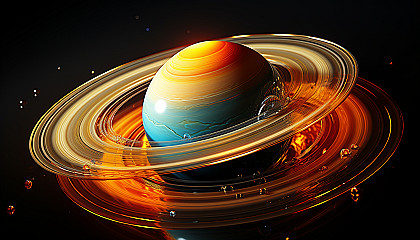 The colorful rings of Saturn, as seen from a space probe's camera.