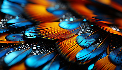 Macro view of a butterfly's wing, showcasing intricate patterns and colors.