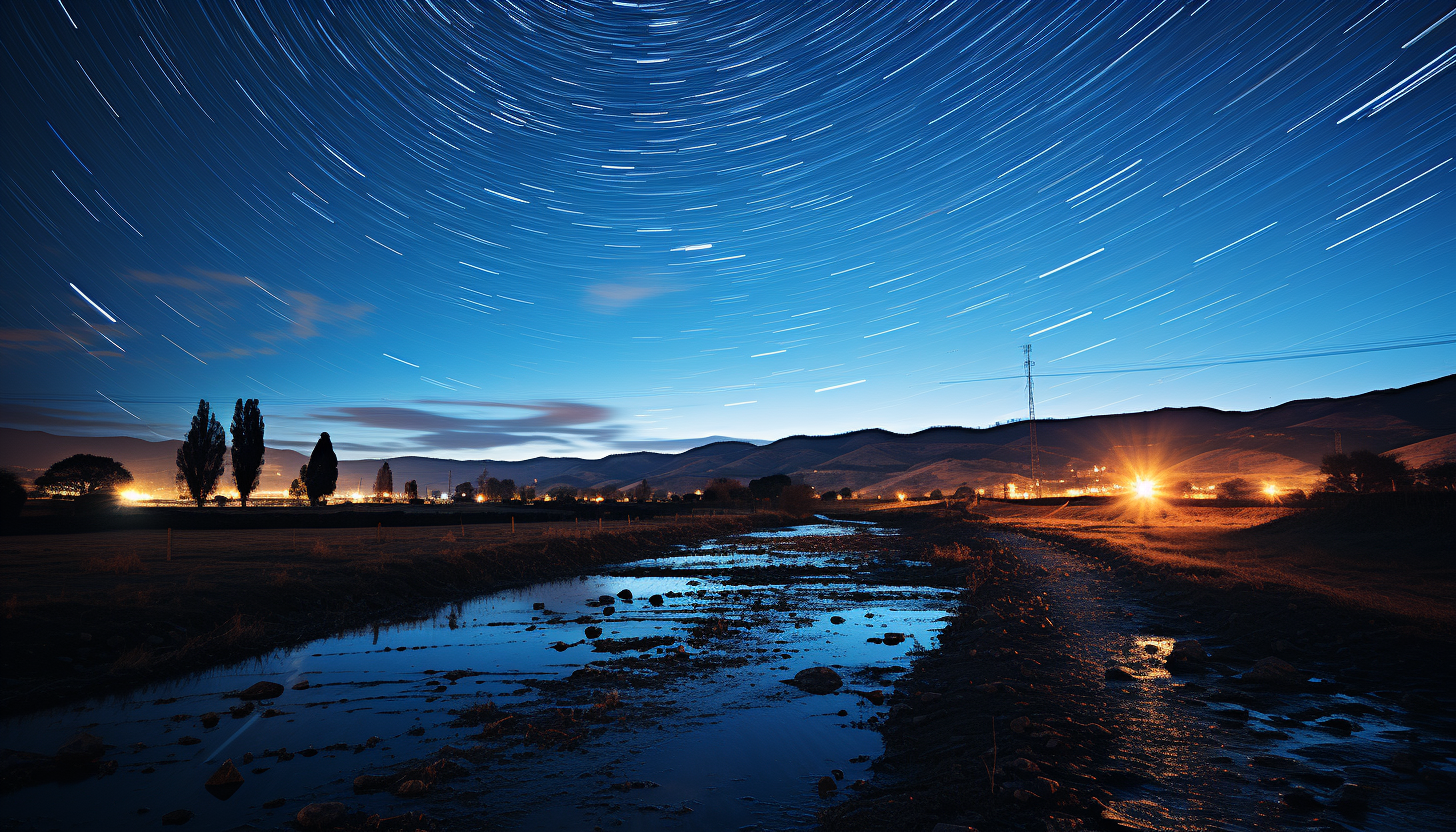 Star trails circling the North Star in a long-exposure night sky photograph.