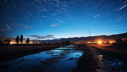 Star trails circling the North Star in a long-exposure night sky photograph.