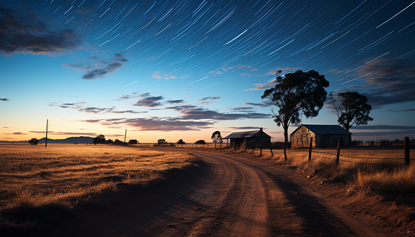 A meteor shower streaking across the sky, captured in long exposure.