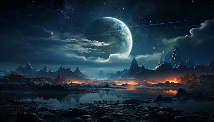 A telescope's view of a distant planet or moon within our solar system.
