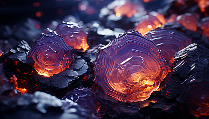 Microscopic view of crystal formations in a geode.