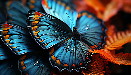 A macro shot of the intricate patterns on a butterfly's wings.