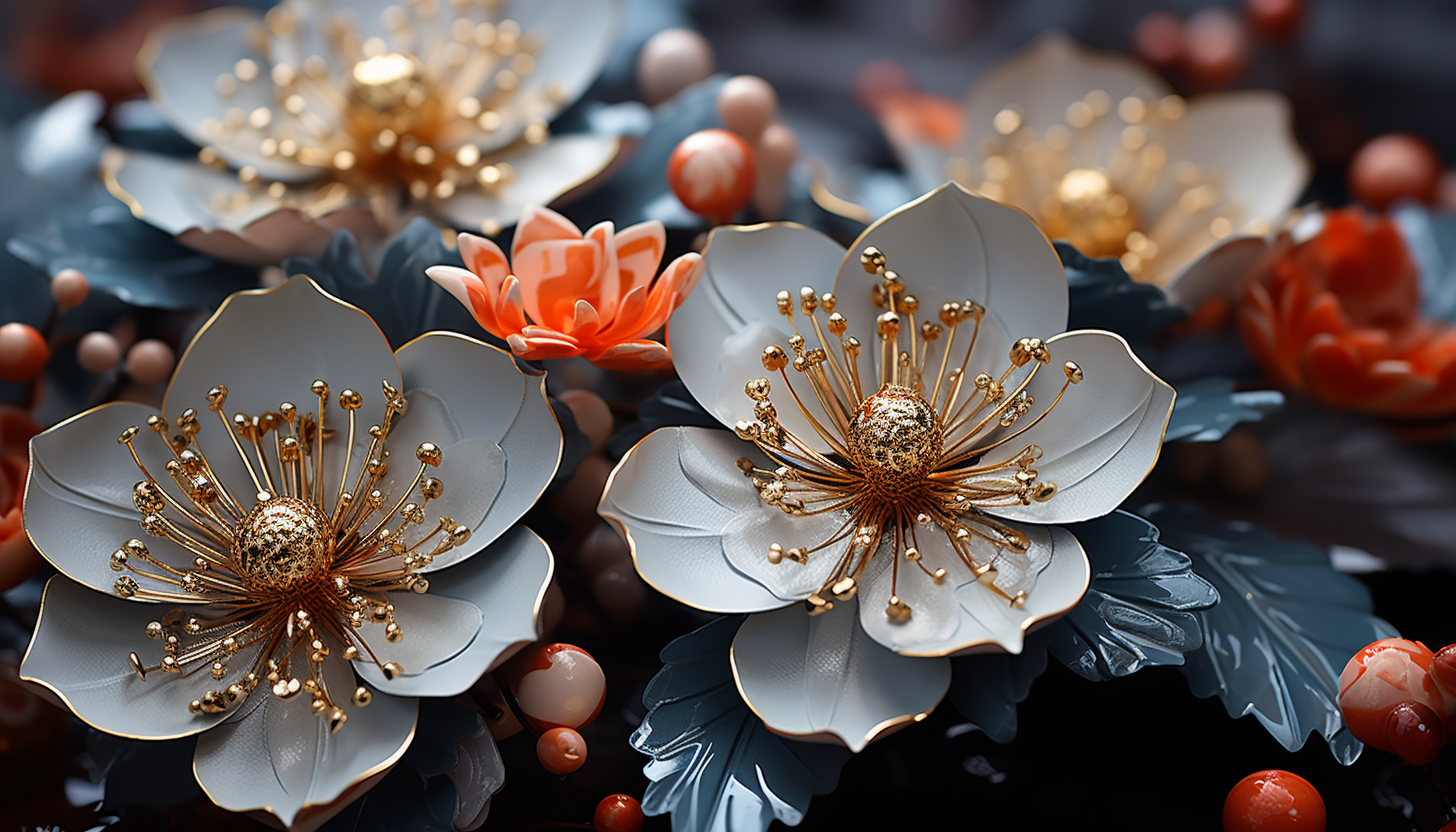 Close-up of a blooming flower, revealing intricate patterns and textures.