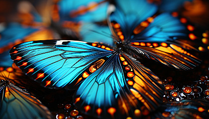 A macro view of the vibrant and intricate patterns on a butterfly's wing.