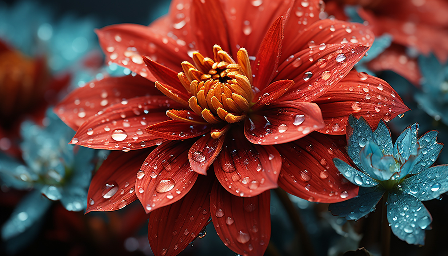 Macro shot of a blooming flower, revealing texture and brilliant color.