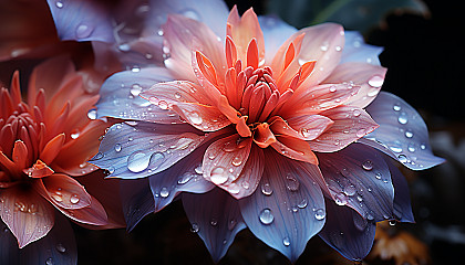 Extreme close-up of a blooming flower, highlighting its vibrant hues.