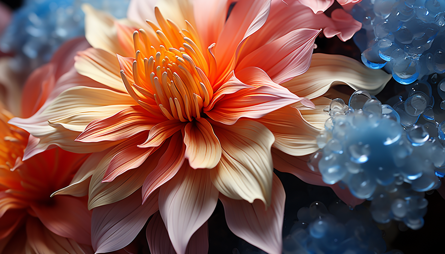 Macro view of vibrant petals of a tropical flower, revealing unique textures.