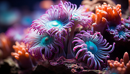 A macro image of vibrant coral or sea anemone underwater.