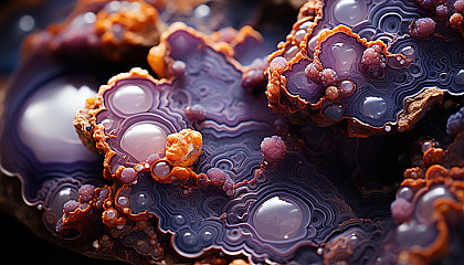 A close view of crystalline formations within a geode.