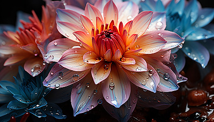 Extreme close-up of a blooming flower, highlighting its vibrant hues.