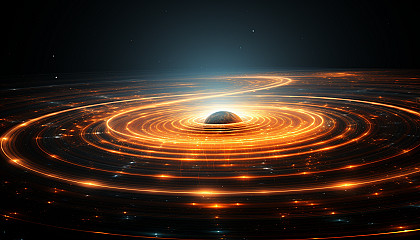 The rings of Saturn as viewed from a high-powered telescope, with their detailed patterns and shades.