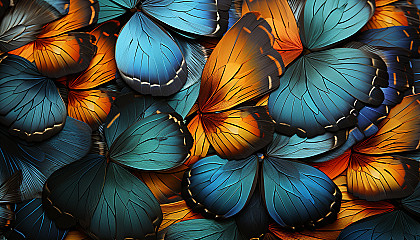 The vivid and intricate patterns of a butterfly's wing.