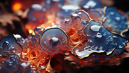 Macro shot of crystalline structures within a geode, revealing hidden beauty.