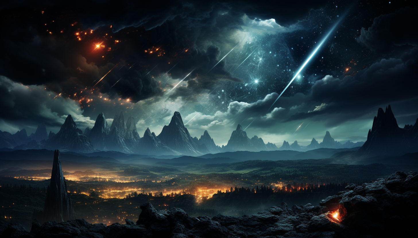 A vibrant meteor shower against the backdrop of a clear, dark night.