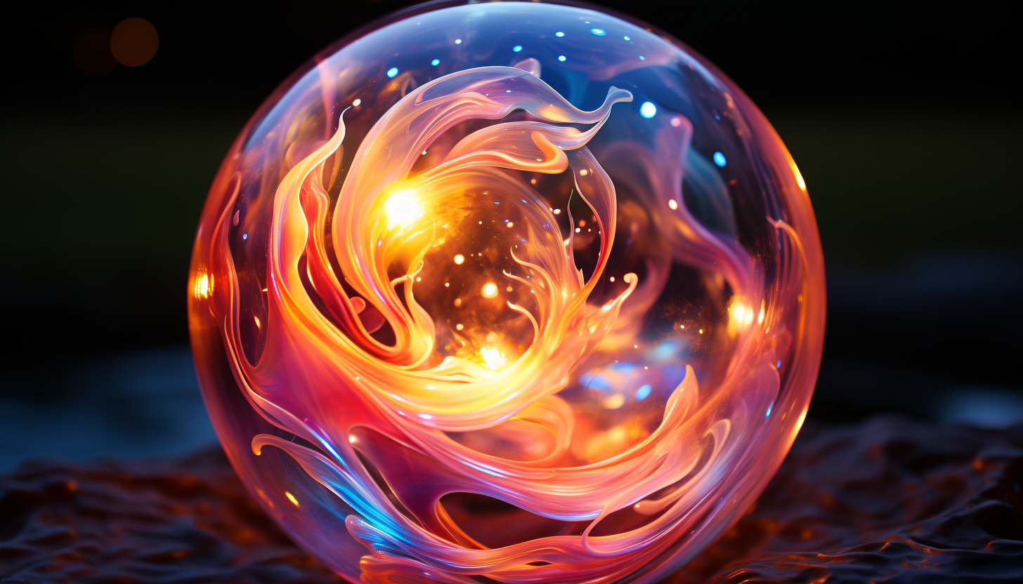 The iridescent surface of a soap bubble, capturing the colors of its surroundings.