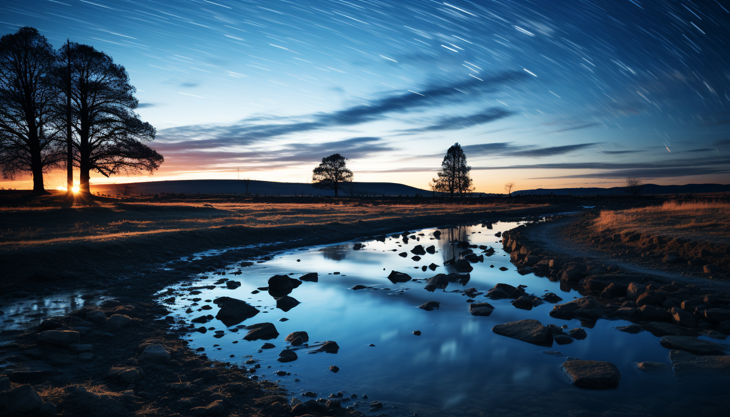 Star trails circling the North Star in a long-exposure night sky photograph.