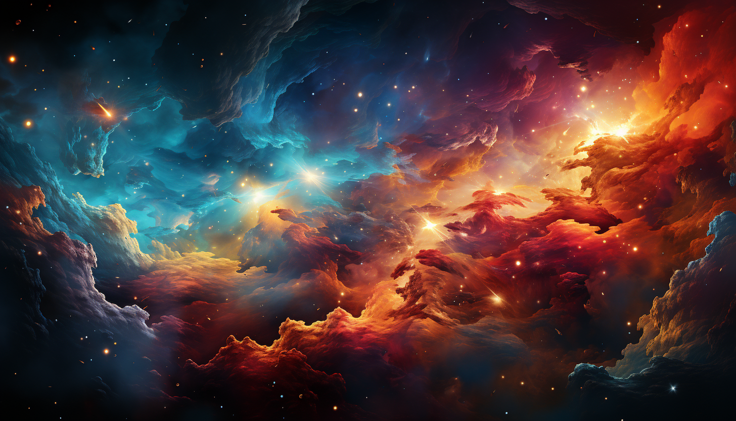 A galaxy swirling with vibrant colors and sparkling stars.