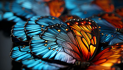 Macro shot of butterfly wings showcasing intricate patterns and colors.