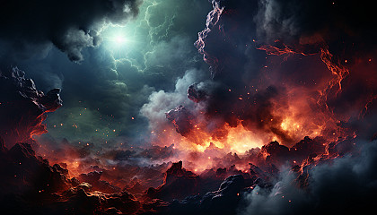 A vivid nebula glowing in deep space, captured by a telescope.