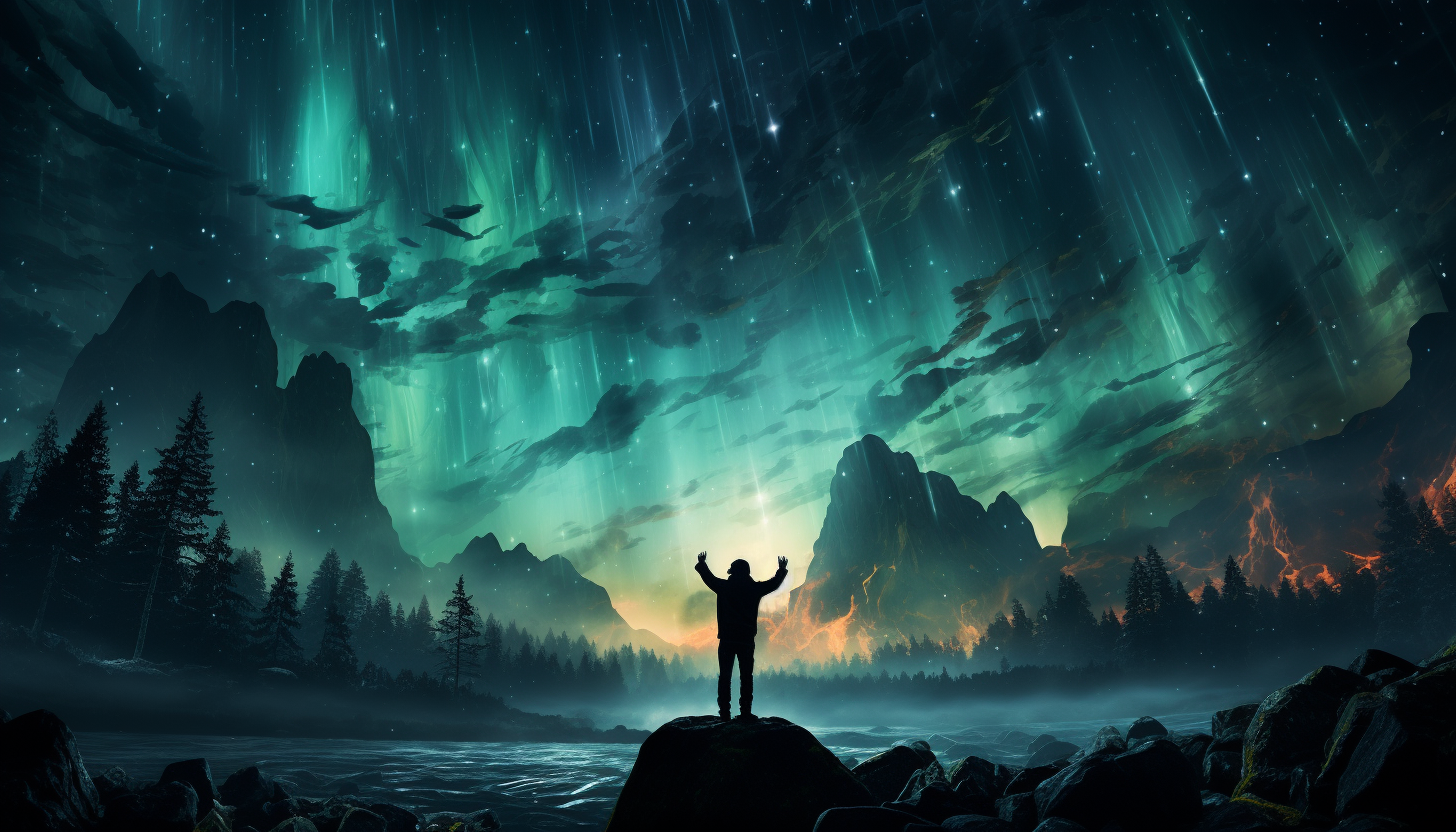 The colorful dance of the Northern Lights across a clear Arctic sky.