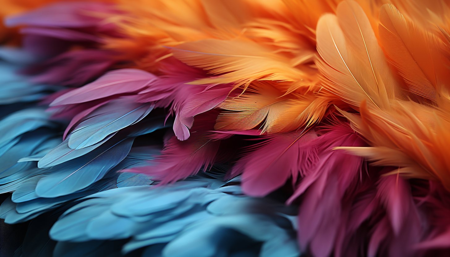 Close-up of a hummingbird's feathers, showcasing their radiant colors.