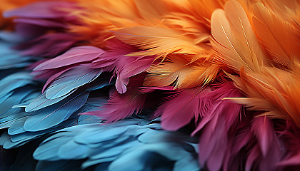 Close-up of a hummingbird's feathers, showcasing their radiant colors.