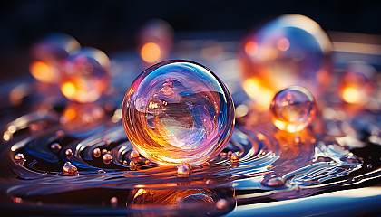 A macro shot of the surface of a soap bubble, revealing iridescent colors.