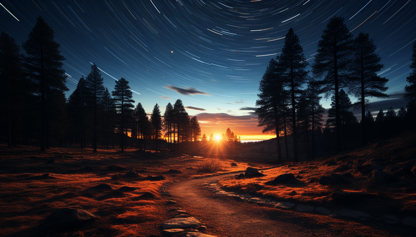 Star trails circling the North Star in a long-exposure night sky photograph.