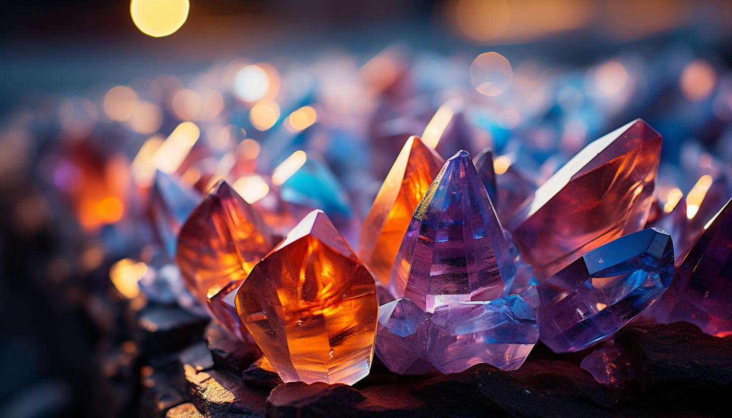 Close-up of crystals forming a kaleidoscope of colors.