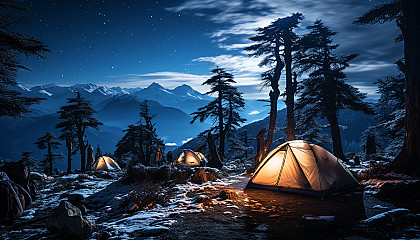 The Milky Way sprawling across the night sky over a remote wilderness area.