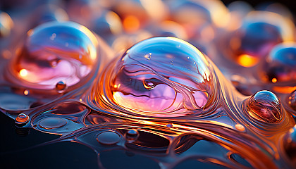 A macro shot of the surface of a soap bubble, revealing iridescent colors.