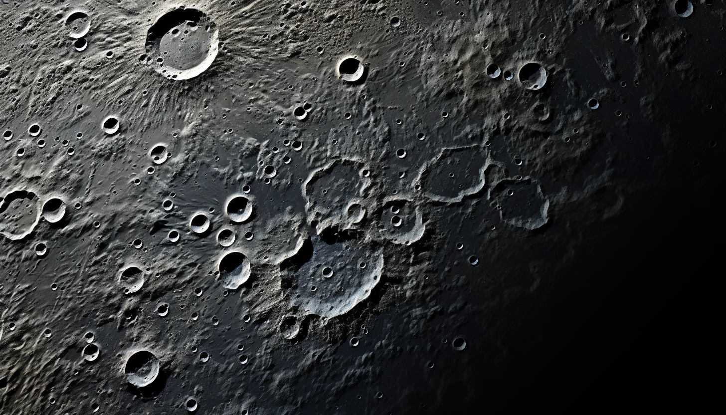 The surface of the moon as seen from space, highlighting its craters and texture.