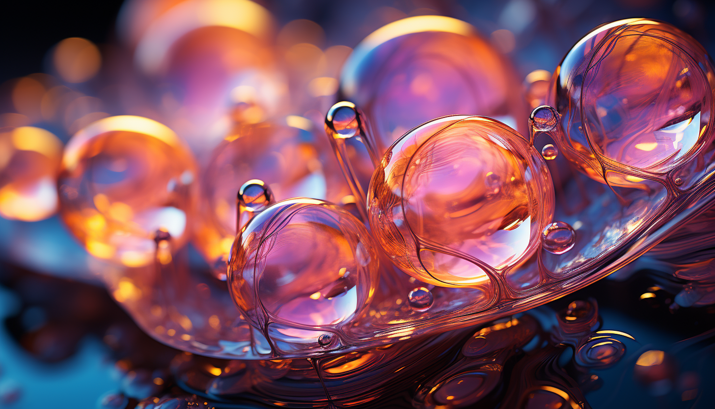 A close-up view of iridescent soap bubbles catching the light.