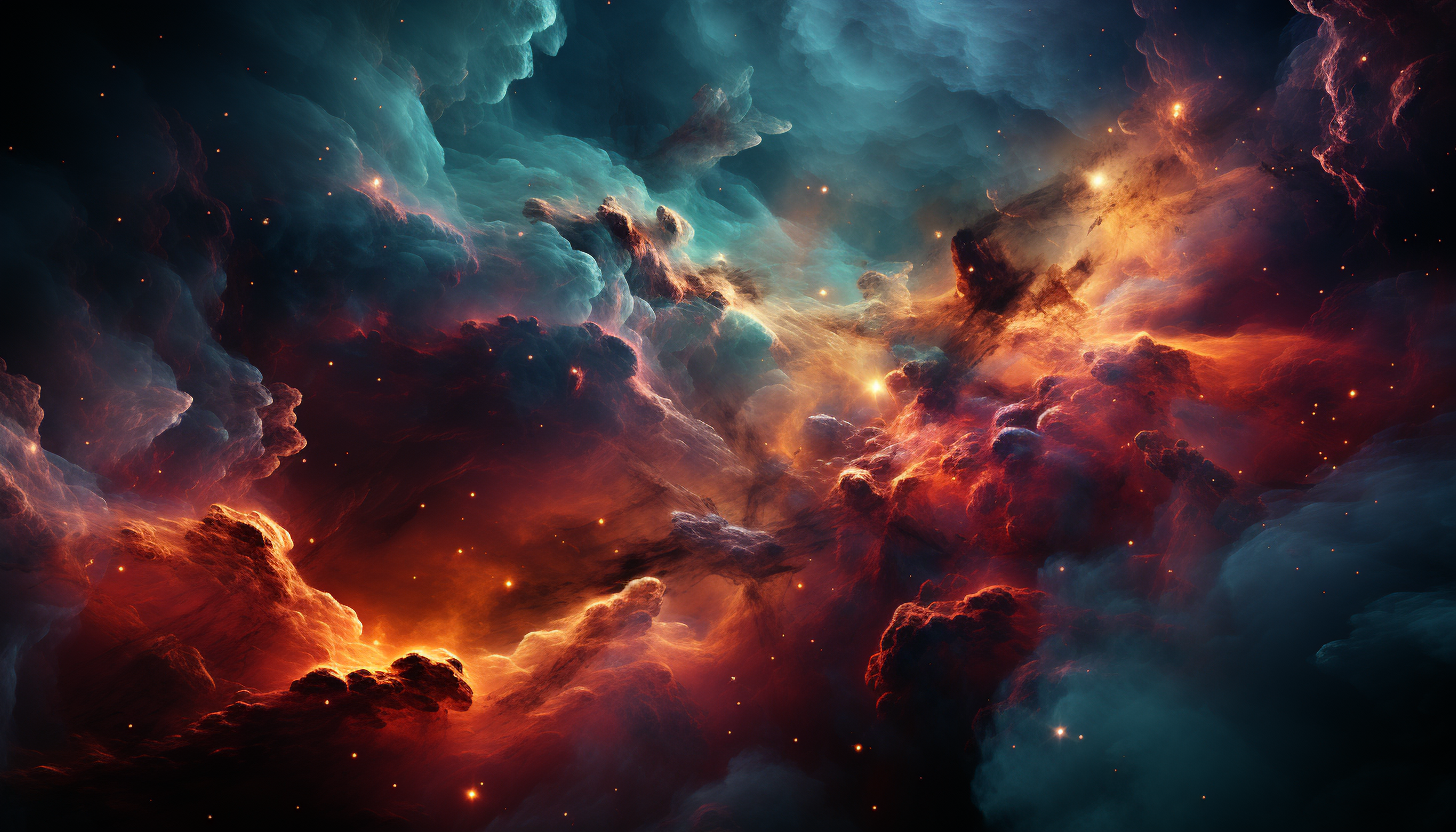 A vibrant nebula, full of colors and shapes, as seen through a telescope.