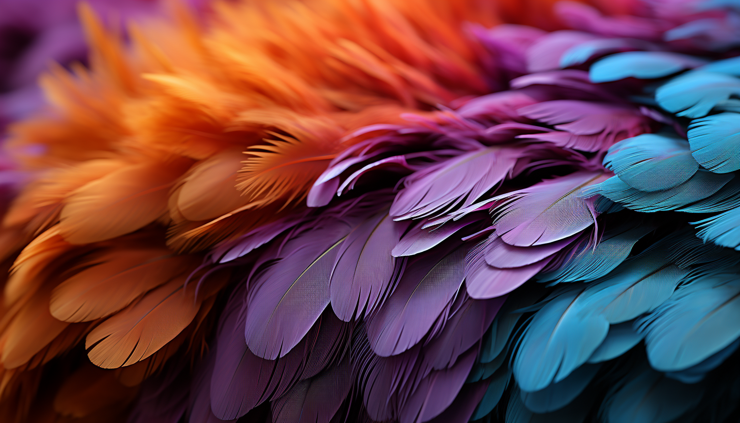 Close-up of colorful feathers of an exotic bird.