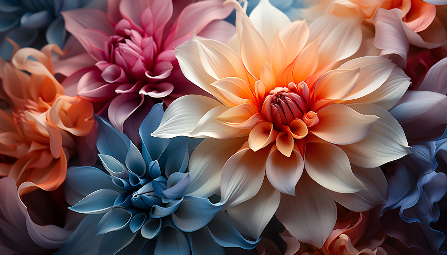 Close-up of petals from a blooming flower, highlighting texture and color gradations.