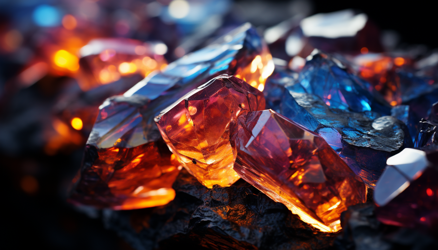 A macro shot of a colorful mineral or crystal, revealing its inner beauty.