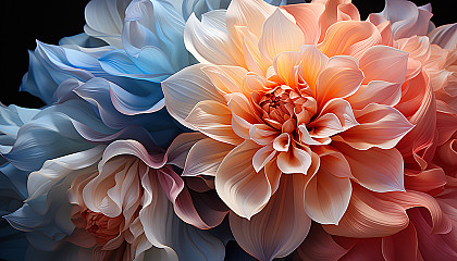 Close-up of petals from a blooming flower, highlighting texture and color gradations.