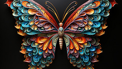 Vibrant butterfly wings displaying intricate patterns and hues.